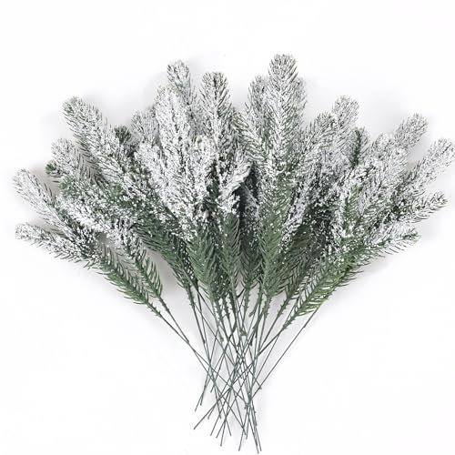 HBell Künstliche Tannennadeln, Zweige, 24 cm, künstlich, mattiert, Kiefernholz, grüne Stiele, Weihnachtsbaum, Tannenbaum, Winter, Kunsttanne, Kiefer, Sprays, Zweig zum Basteln, Weihnachtskränze,