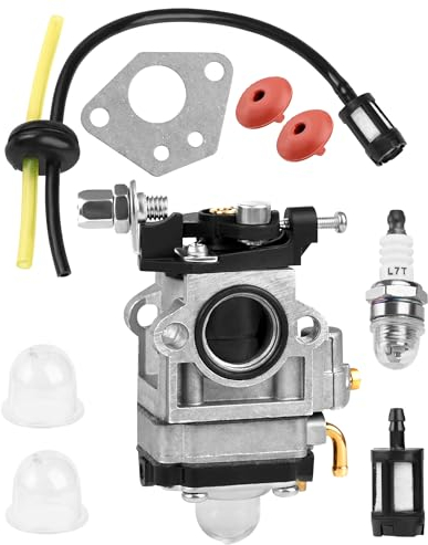 Vergaser für Motorsense SOSALUK Vergaser Motorsense 52 cc 49 cc 43 cc Carbu-Set mit Dichtung, Schlauch, Zündkerze und Benzinfilter - Komplettem Motorsense Zubehör