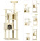 PawHut Arbre à Chat Arbre à Grimper griffoir Tour de Jeux Design DIY, Hauteur 171 cm Centre d'activités avec 2 niches 6 Plateformes 2 Pompons Suspendus Beige