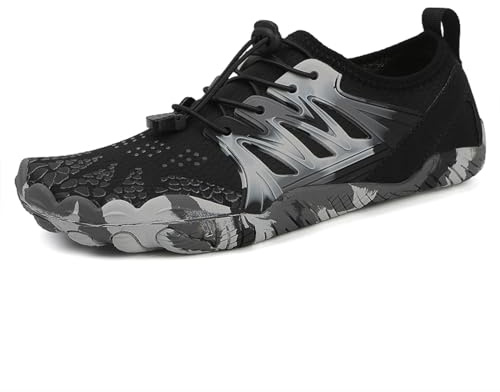 AONEGOLD Water Shoes Mens Women Barefoot Aqua Swim Yoga Lightweight Breathable Snorkeling Surfing Beach Fitness Shoes (Black, Size 9.5)
