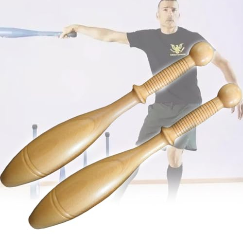 ZXSYYDS Holz-Indianerkeulen, Paar 2 Pfund Für Das Training, übungskeulen-Glocken-Set, Power-Workout-Stangen, rutschfeste Holz-Indianerkeulen Für Armübungen, Fitness-Indianerkeulen Für Männer