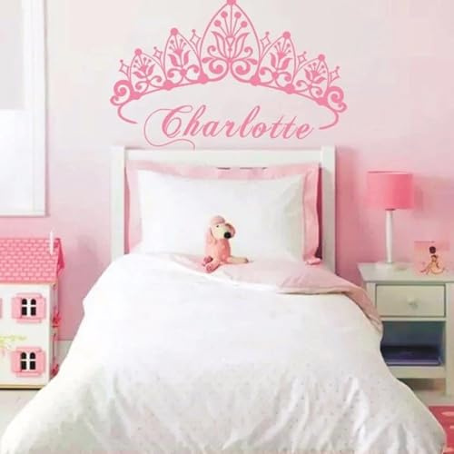 Prinzessin-Wandaufkleber, Personalisierter Namens-Wandaufkleber, Baby-Mädchenname, Individueller Kronen-Wandaufkleber, Prinzessin-Wanddekoration, Kinderzimmer, Schlafzimmer, Dekorativer Aufkleber(64X4