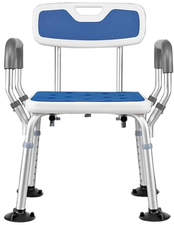 LIBRACTA Modern Duschstuhl Duschhocker Mit Lehne Und Armlehnen, Duschstuhl Für Senioren Und Behinderte, rutschfeste Höhenverstellbarer Badewannensitz Erwachsene, Belastbar 150 Kg B