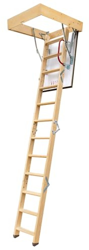 4iQ Group Bodentreppe Gedämmt 90 x 70 cm - Dachbodentreppe aus Fichtenholz U-Wert 1,05 - Raumspartreppe Innen mit Beidseitig Weißer Klappe - Bodenluke mit Treppe bis zu 150 kg Traglast
