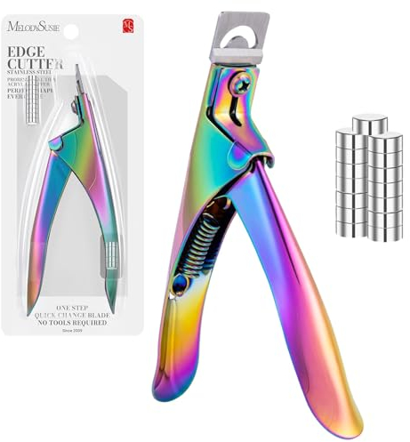 MelodySusie Coupe-Ongles Professionnel en Acier Inoxydable, Coupe Capsule avec 15Pcs Aimants Ajustable pour les Ongles Acryliques et Faux Ongle, Outil de Manucure pour Salon et Maison,Multicolore.