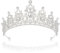 Kristallkrone Tiara für Damen - Hochzeit, Geburtstag, Prinzessin - Diadem für Partys (Silber)