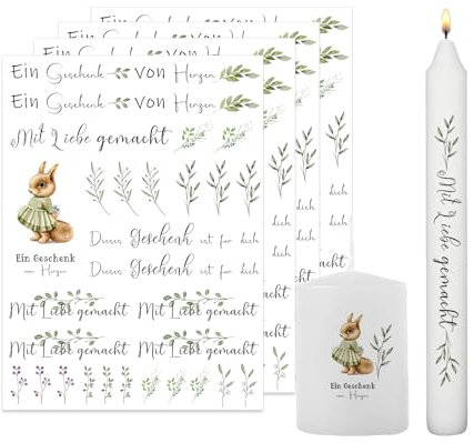 Bolosa® 4 Stück Wasserschiebefolie, ein Kleines Geschenk, Kerzentattoos, Rub on Folie,Kerzendekoration, Kerzentattoos Geschenk, Kerzenfolie, Kerzentattoos Dekorieren,A5 19x14cm (Geschenk 11)