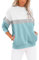 Cuptacc Sweatshirt Damen Pullover Herbst Farbblock Langarmshirt Damen Oberteile Elegant Rundhals Locker Top Blau Mittel M 38-40