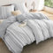 BEDSURE Bettwäsche 135x200 4teilig Bettbezug - Bettwäsche-Sets 135 x 200 cm 2er Set mit 2 Kissenbezüge 80x80cm, ÖKO-TEX Wendebettwäsche Bedding Grau Streifen Muster mit Reißverschluss