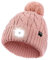 Wmcaps Mütze mit LED Licht Damen, Wiederaufladbare Type-C Strickmütze Bommelmütze mit 4 LED-Lichtern, Pudelmütze Leuchtmütze mit Lampe, Geschenkte Geschenk für Männer und Frauen, Rosa