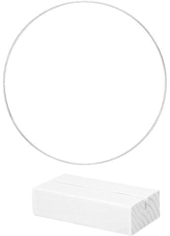 1 Stück 30CM Metallringe zum Basteln,Runden Dekoring mit Holzständern,Drahtring zum Hinstellen,Traumfänger Ring,für Wickeltechnik,DIY Floral Hoop Wandbehang Hochzeitskranz Tischdekoration,Weiß Silber