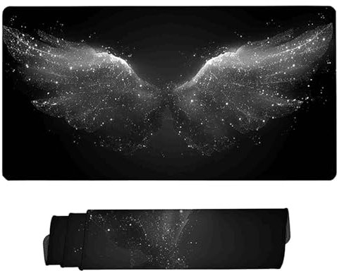 Wing Gaming Mouse Pad XXL 1500x800x3 mm, Anti-Slip Base Mousepad Black Desk Pad Water-Resistant Surface Large Mouse Mat, Stitched Edges Gaming Mouse Mat for Home Office Gaming Room, Gifts V-W