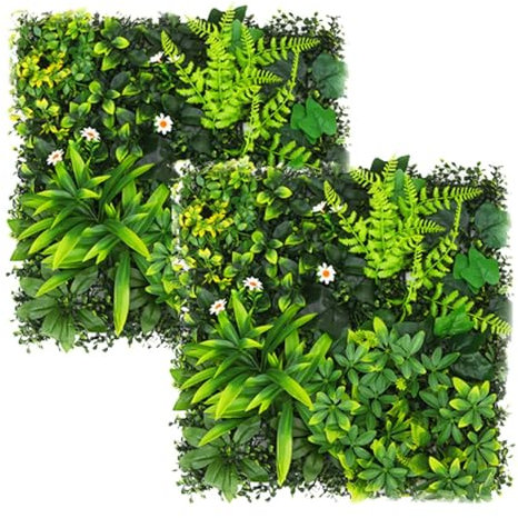 HNGKGJBL Mur Vegetal Artificiel 50 X 50 CM Plante Verte Artificielle Clôtures décoratives Mur Vegetal Exterieur Artificielle Clôture Feuillage Balcon Protection pour Interieur Jardin Décor(12A)