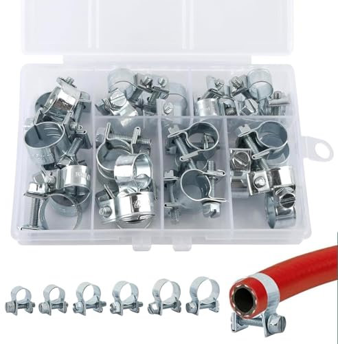 30 Stücke Schlauchschellen Set, 7-15mm Einstellbare Edelstahl Schlauch Clips, Rohrschellen Schlauchklemmen Sortiment Kit für Sicherung Familie Wasser Rohr, Kraftstoffleitung, Automobil-Tubing