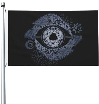 Wikinger Nordische Mythologie Rune Odin Krähen Fahne Flagge Langlebig Banner Für Yard Lawn Feiertage 90X150Cm
