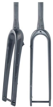 Starre Gravel-Bike-Gabel, Vollcarbon-Rennradgabel, 700C, Scheibenbremse, Vorderradgabel, Steckachse 12 x 100 mm, 28,6 mm, 1-1/8 Zoll, gewindelos, gerades/konisches Rohr, Hartgabel (schwarz glänzend,