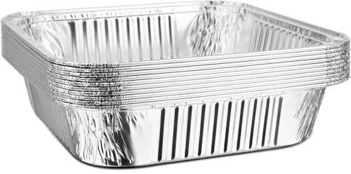 Vassoio in alluminio Pentola in alluminio da 8x8 pollici con coperchio - Pentola in alluminio adatta for cucinare, feste, preparare torte, cuocere al forno, pane fatto in casa(Without Lids,100pcs)