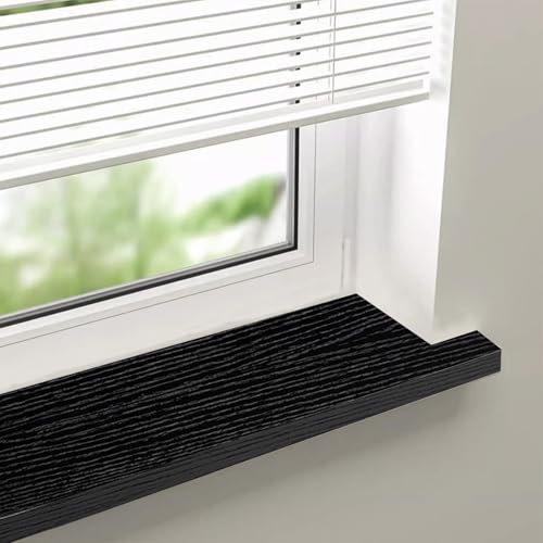 Alfeizar Ventana Encimera de Alféizar de Ventana Interior con Veta de Madera Negra, Moldura de PVC para Alféizar de Ventana Exterior para Decoración de Cocina, Protector de Alféizar de Ventana(20x6in