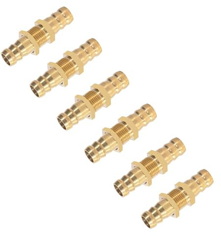 Raccordo per Tubo Passaparete in Ottone, 6 Pezzi 10mm Tubo Accoppiatore Raccordo Connettore, Ottone Tubo Portata Raccordi per Acqua, Aria, Connessione, Conversione