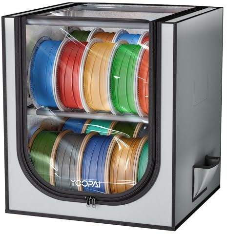 YOOPAI 3D Printer Filament Storage Box with Desiccants - 2 Tiers Metal Filament Storage Rack with Cloth Cover,Holds Up to 20 Rolls of Filaments - 3D Filament Holder for Home, Office Workshop, Studio