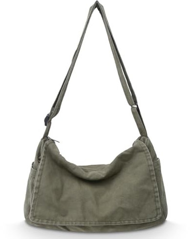 X SIM FITNESSX Bolso bandolera unisex de lona para mujer, bolso de tela Oxford para el día a día, oficina y viajes, verde