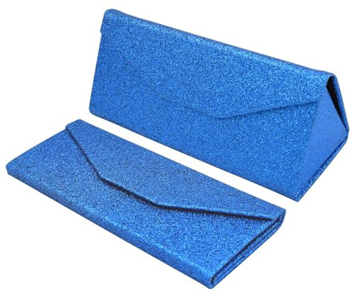 TBOC Faltbar Brillenetui für Sonnenbrille - [Leuchtendes Blau] Hartschale [Dreieckige] Tasche mit [Magnetverschluss] Innenfutter für Lesebrille Groß Modern Leicht Design Tasche Damen Herren Kind
