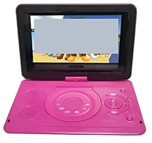 MKHFP Lecteur DVD de Voyage, Écran Rotatif Portable HD Smart TV VCD Lecteur DVD Carte SD Lecteur vidéo USB avec Batterie Rechargeable(Pink)