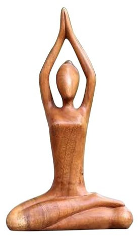 Yoga-Figur – weibliche Meditationsskulptur, Yoga-Pose-Figur aus Holz, handgeschnitzt, spirituelles Dekorstück, Yoga-Frauen-Ornament für Studiertisch, Heimgalerie, Wohnzimmer, Display