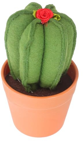 NUOBESTY Artificial Cactus Pin Cushion Sewing Needle Holder with Plastic Flowerpot Olive Green Decorative Organizer for Quilting Embroidery DIY Enthusiasts