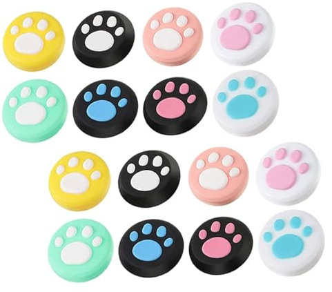 Toddmomy 16 Stück Teiliges Silikon Joystick Kappen Katzenpfoten Design Rutschfeste Analog Thumb Grip Abdeckungen Kompatibel mit Nintendo Switch Controller Zubehör