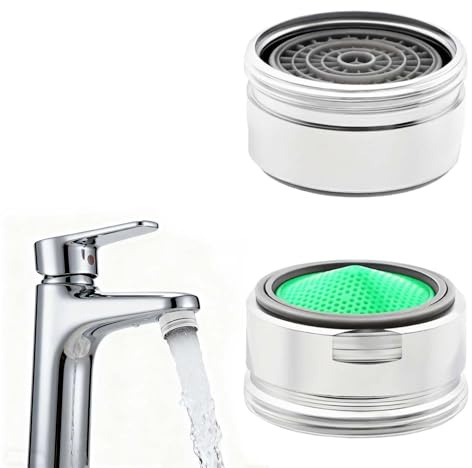 ALLY-MAGIC Strahlregler M24 Wasserhahn Aufsatz, Perlatoren für Wasserhähne, Wasserhahn Sieb mit Kugelförmige Filter Luftsprudler aus Messing für Geräuscharmes Wasser Blasenwasser E24-M24QPQ