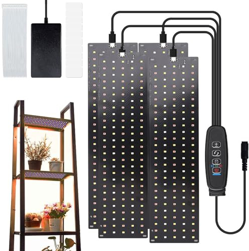 DAZZTIME Lampada per Piante,4 Pezzi Lampade per Piante da Interno,Lampada LED per piante,con 540 LEDs,10 Luminosità,Timer 3/9/12h,3 modalità,per Semina,Crescita,Fioritura e Fruttificazione