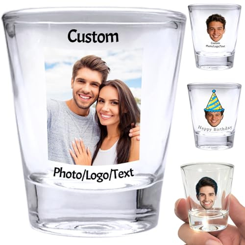 Individuelle Schnapsgläser, personalisierbar, Fototext, 118 ml, lustiges Whiskyglas, einzigartiges Geschenk für Hochzeit, Geburtstag, Abschlussfeier, Junggesellenabschied