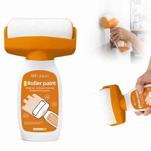 Yuragim Ausbesserungsfarbe Wand 500g, 2 in 1 Wandfarbe Ausbessern Weiß Farbe Wand Ausbessern Roller Wandreparatur Rollbürste für Reparaturen und Flecken Feuchtigkeit Graffiti Kratzer, an Wänden Decken