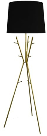 invicta INTERIOR Vielseitige Stehlampe Wardrobe - 175cm - Gold schwarz Garderobe mit Stoffschirm Metall, E27 max. 60 Watt