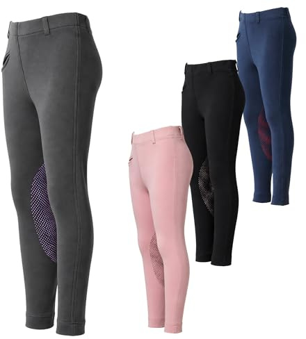 PFIFF 103133 Reitleggings Emilia für Kinder 3/4 Vollbesatz Silikon, Kinderreitleggings mit Gürtelschlaufen