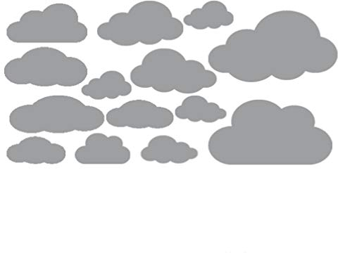 MacDecal.de Wolken Set 16x Wolke Wandtattoo Wandaufkleber Sticker Aufkleber Wand Himmel Baby (Wolkenset 16 Teilig, Mittelgrau)