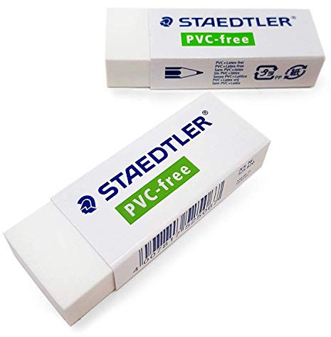 2 x Staedtler Rubber Erasers - PVC/Latex Free - Premium Quality - 525 B20