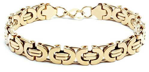 Edelstahl Männer Herren Armband gold silber schwarz Königskette Königsarmband Armkette Hiphop Biker Männerschmuck Geschenk (Gold)