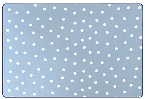 Primaflor Kinderteppich Gepunktet - Punto, Pastell Blau, 100 x 150 cm, Hochwertiger und Pflegeleichter Teppich für Kinder- und Babyzimmer, Spielteppich für Mädchen und Jungen