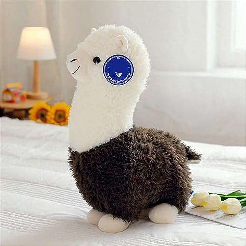 GLITZFAS Alpaka Stofftier Plüschtier, süße weiche Kuscheltier plüsch Pferd Spielzeug (Braun,38 cm)