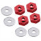 KEEDA 4PCS 12mm drehen auf 17mm Aluminiumlegierung Felgen Sechskant Adapter für 1/10 RC Car Buggy Monster Truck Kann 1/8 Reifenrad Verwenden (Rot)