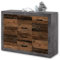 Stella Trading INDIANA Vintage Sideboard in Old Wood Optik, Betonoxid - rustikale Retro Kommode mit viel Stauraum für Ihren Wohnbereich - 117 x 90 x 37 cm (B/H/T)