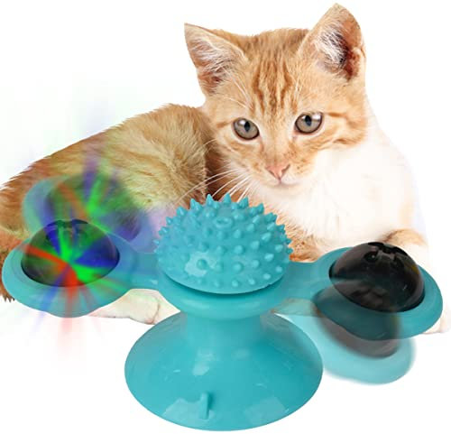 Cdipesp Windmühlen-Katzenspielzeug, interaktives Katzenspielzeug, Kätzchenspielzeug, Massage-Spielzeug (blau)