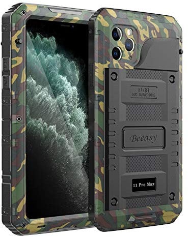 Beeasy iPhone 11 Pro Max Case Camo, Waterproof Shockproof Tough Heavy Duty, with Built-in Screen Protector 360 Degree Full Body Military Protective, Drop Proof Metal Cover for Outdoor Sport
