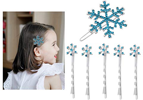 Minkissy Schneeflocke Haarspangen 6 Stück Weihnachtskristall Haarnadeln Winter Schneeflocke Haarnadeln für Haarstyling (Blau)