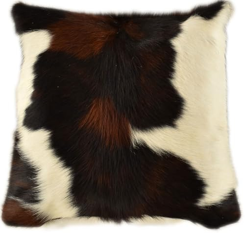 generisch KUHFELL KISSENHÜLLE BRAUN Weiss Tricolor DEKO Kissen BEIDE Seiten AUS ECHTEM KUHFELL 50 x 50 cm