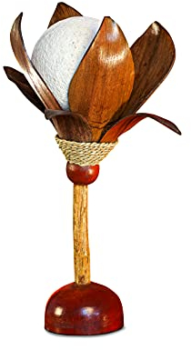 Kokoslampe HILO - 53 cm Tischlampe - Nachttischleuchte aus Kokosnuss mit Südseefeeling (Natur)