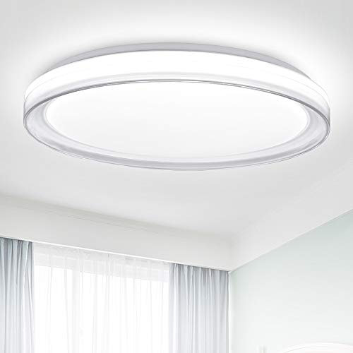 PADMA 48W Modern Flush Ceiling Light, Dimmable Ceiling Lighting with Transparent Edges, LED Ceiling Light with Remote Control for Living Room/Dining Room/Bedroom/Hallway/Office,3000-6000K
