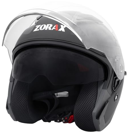 Zorax Matt Black XL (60-61cm) ZOR-608 Tula Double Visor Open Face Motorbike Motorcycle Helmet ECE 2206 Approved